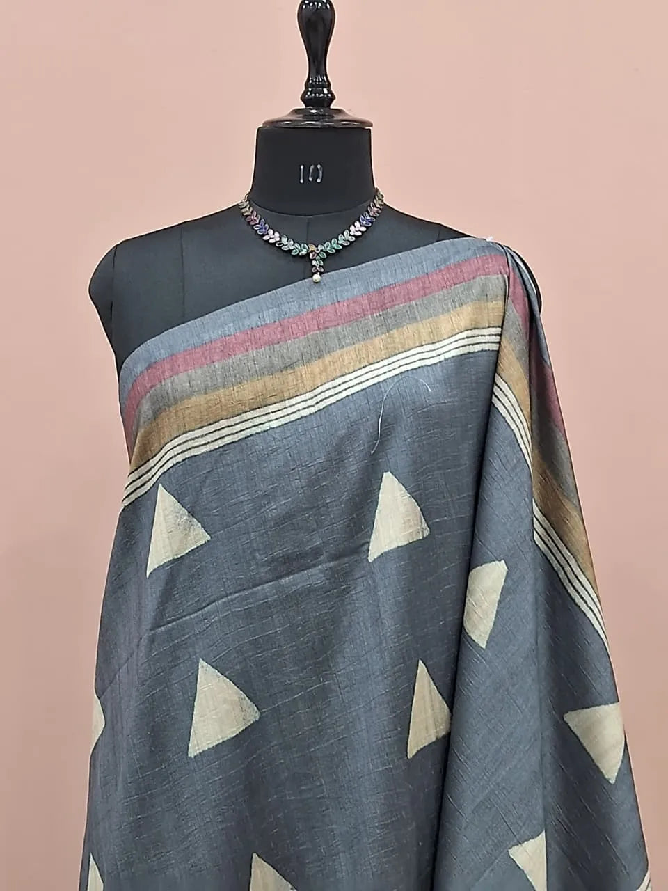 Elephant Grey Gicha Tussar Saree 1