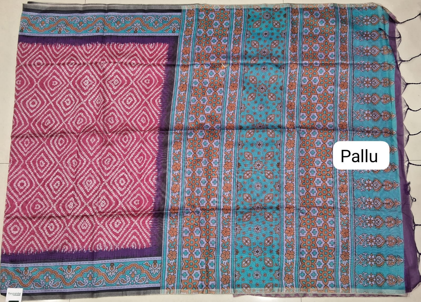 Rani Pink Semi Tussar Saree Pallu