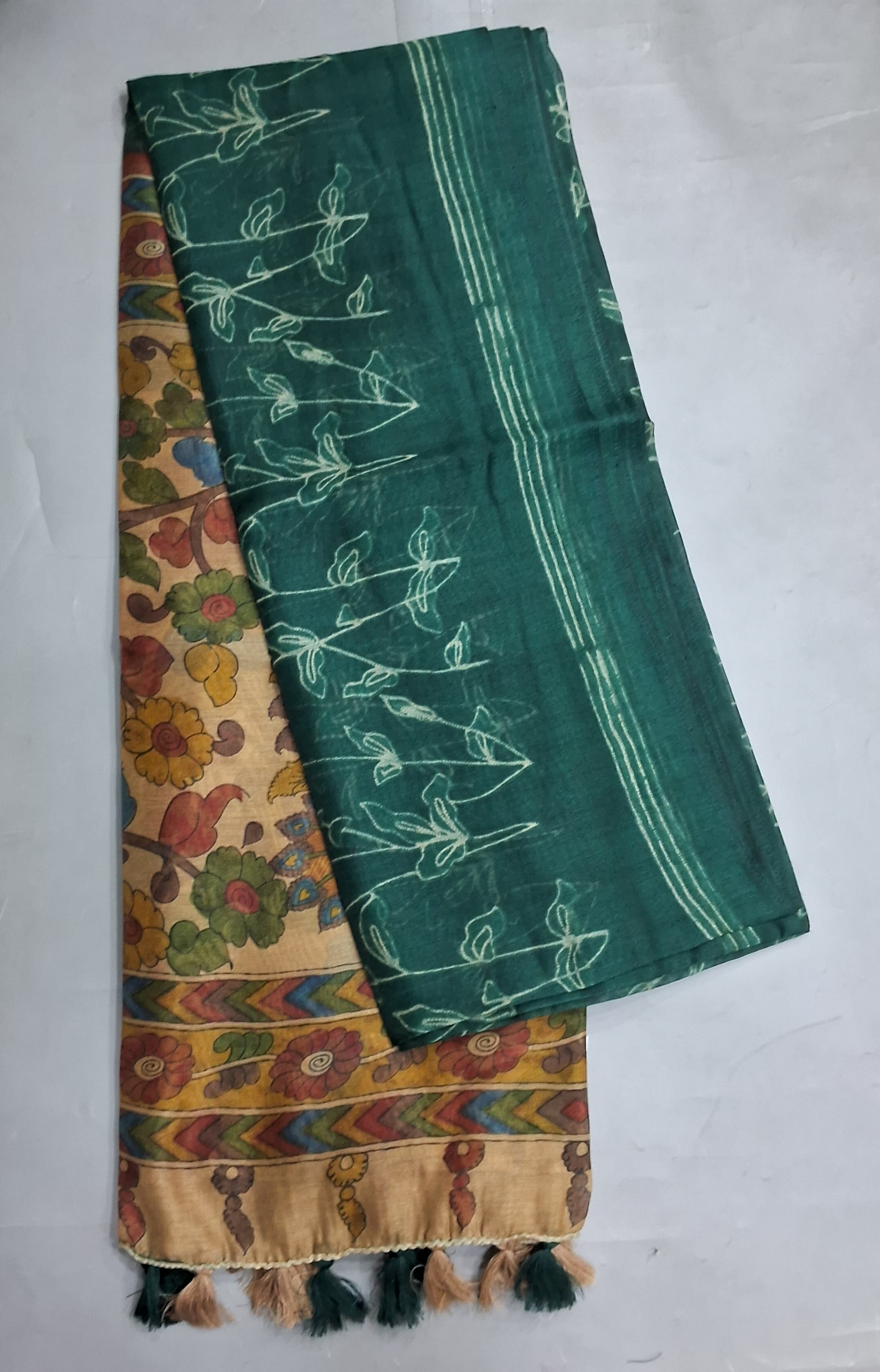 Green Semi Tussar Saree