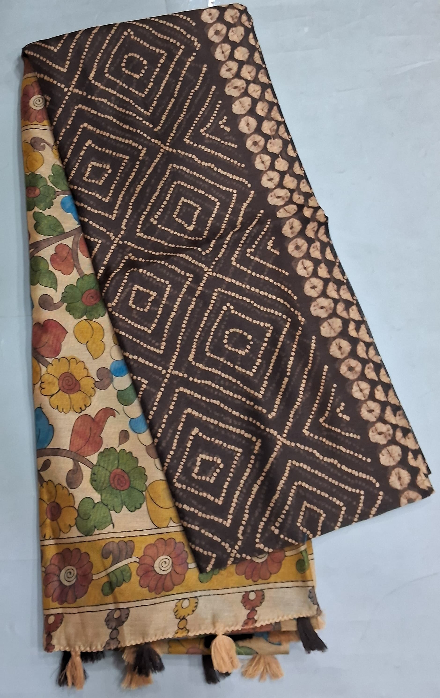 Dark Brown Semi Tussar Saree