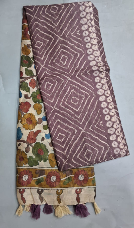 Taupe Brown Semi Tussar Saree