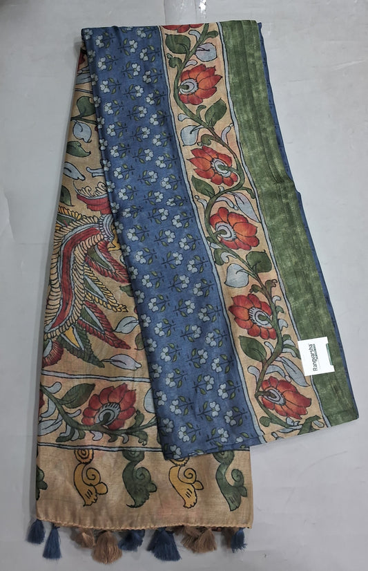 Light Blue Semi Tussar Saree