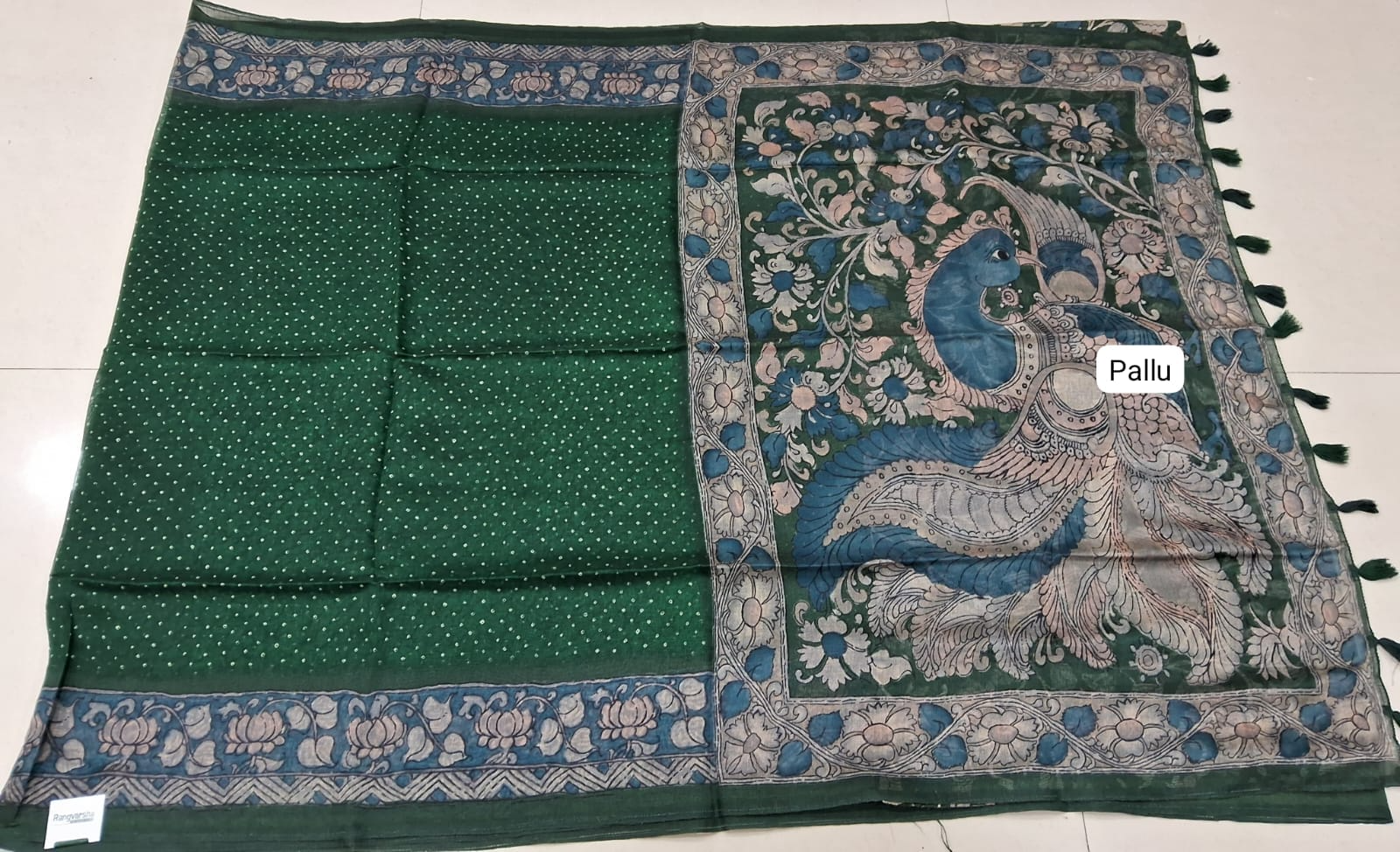 Black Semi Tussar Saree Pallu