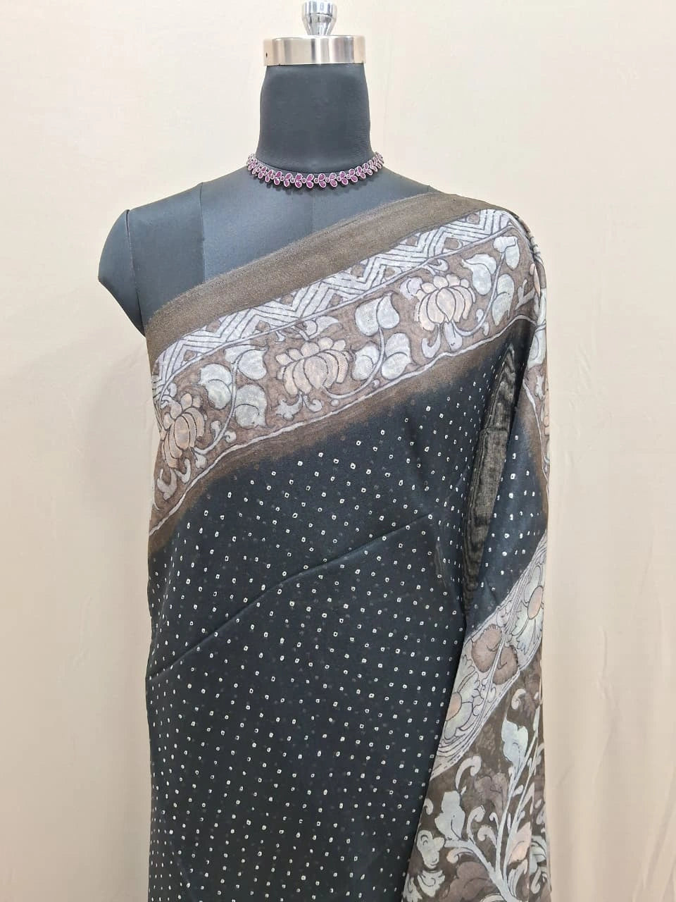 Black Pure Semi Tussar Saree 1