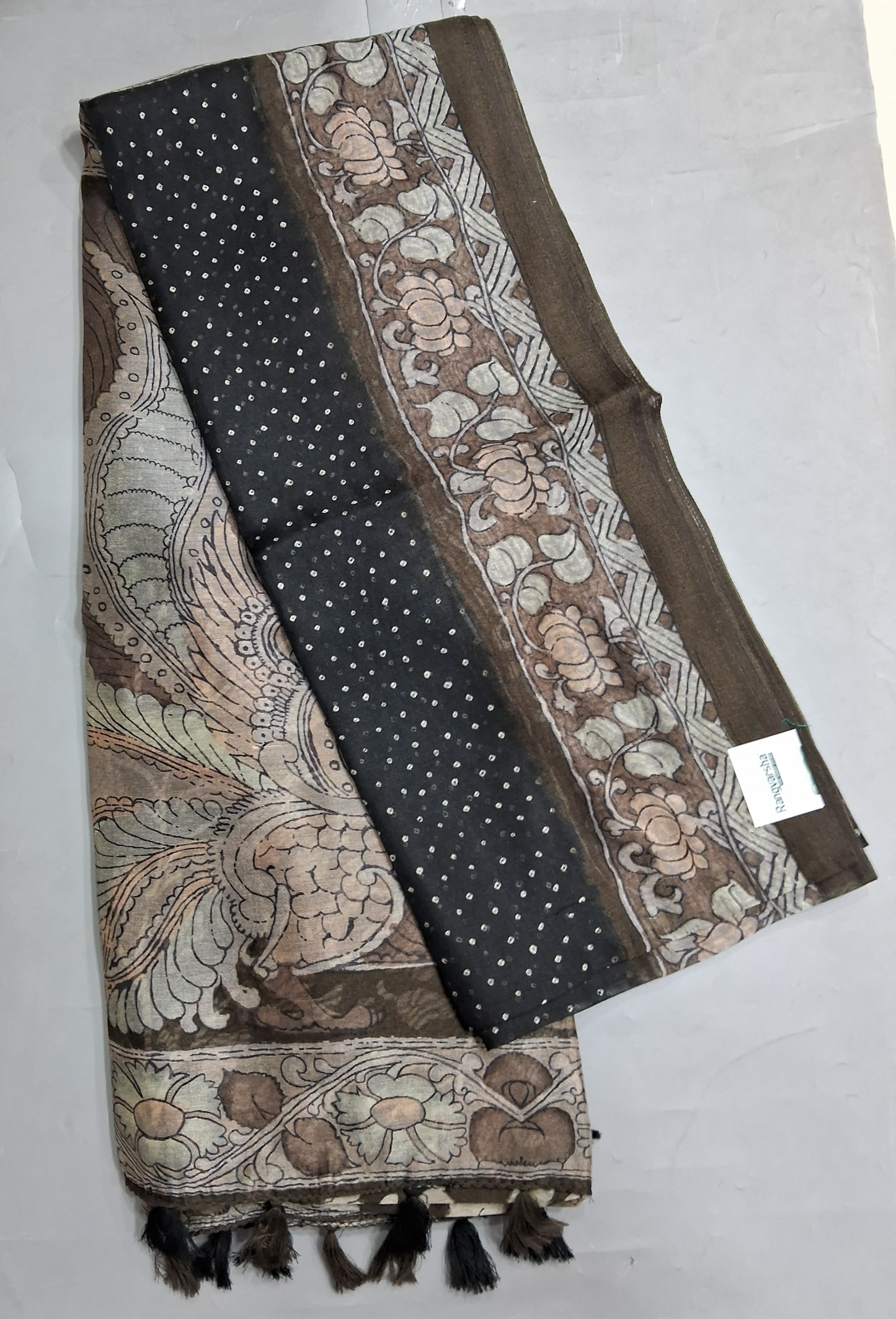 Black Semi Tussar Saree