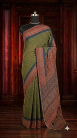 Mehandi Green Semi Tussar Saree