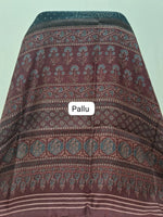 Black Semi Tussar Saree with Cream Bandini Print Pallu