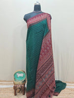 Dark Green Semi Tussar Saree