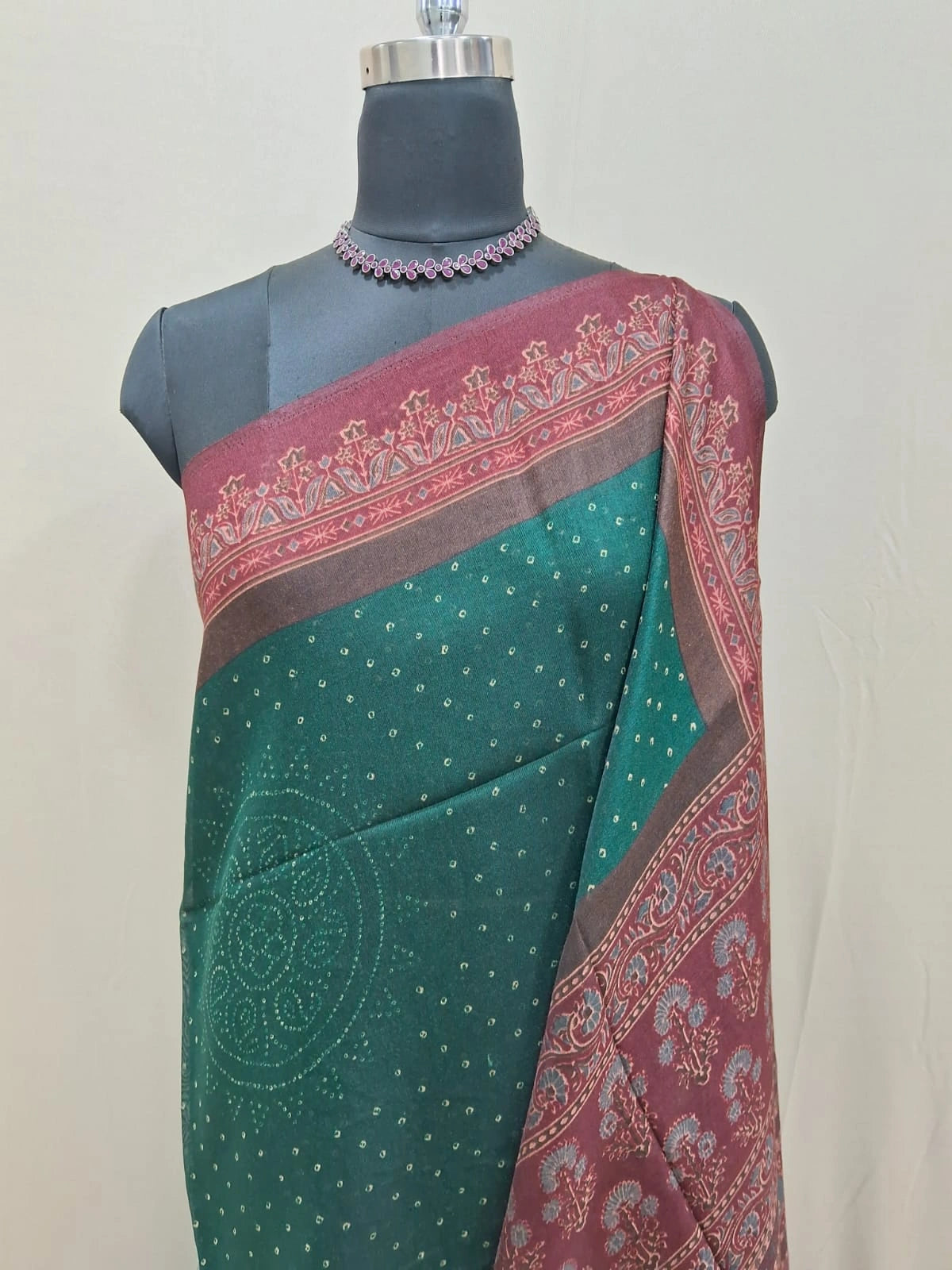 Dark Green Semi Tussar Saree 1
