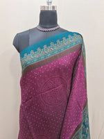 Wine Semi Tussar Saree with Cream Bandini Print 1
