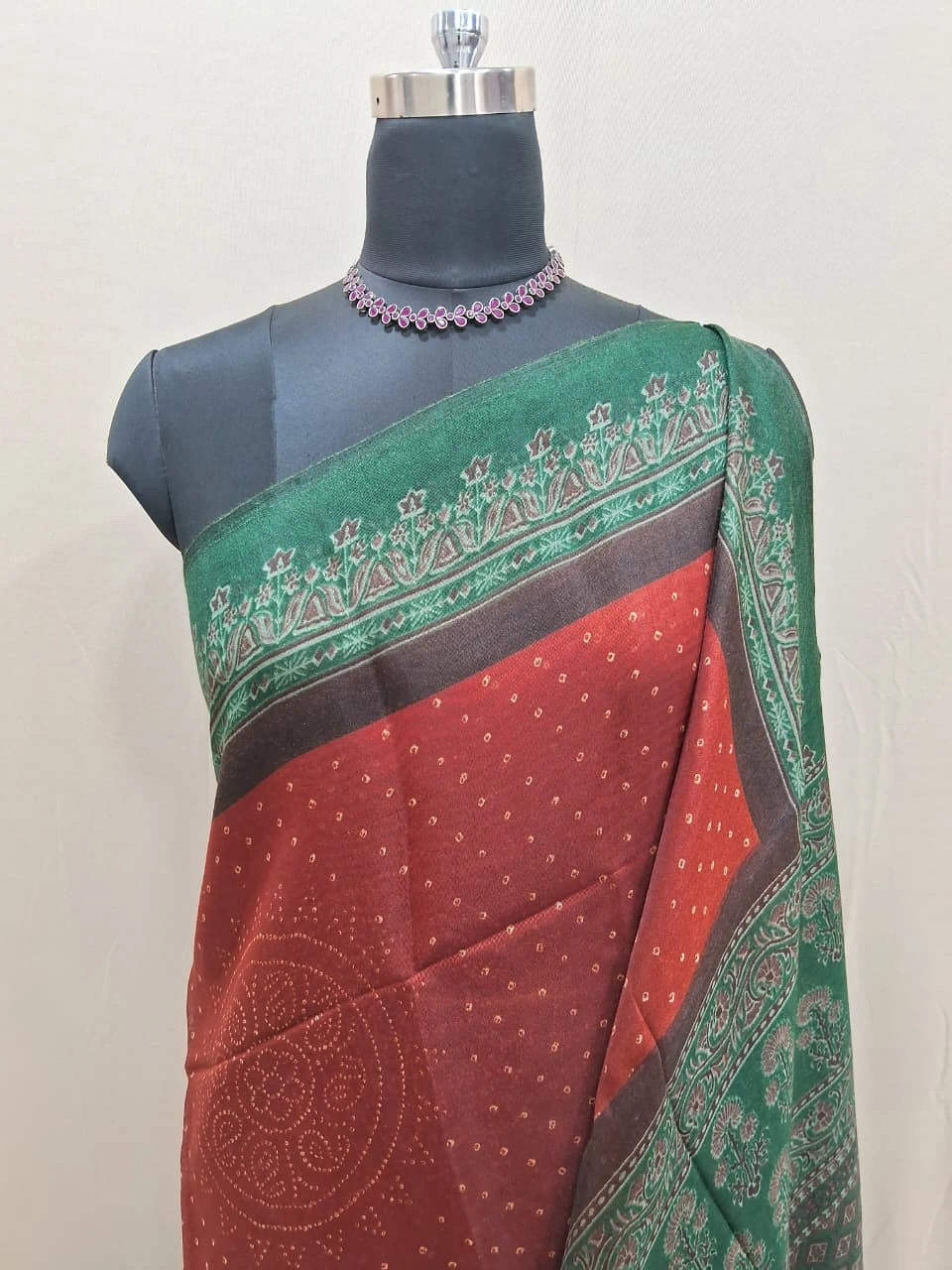 Red Semi Tussar Saree 1