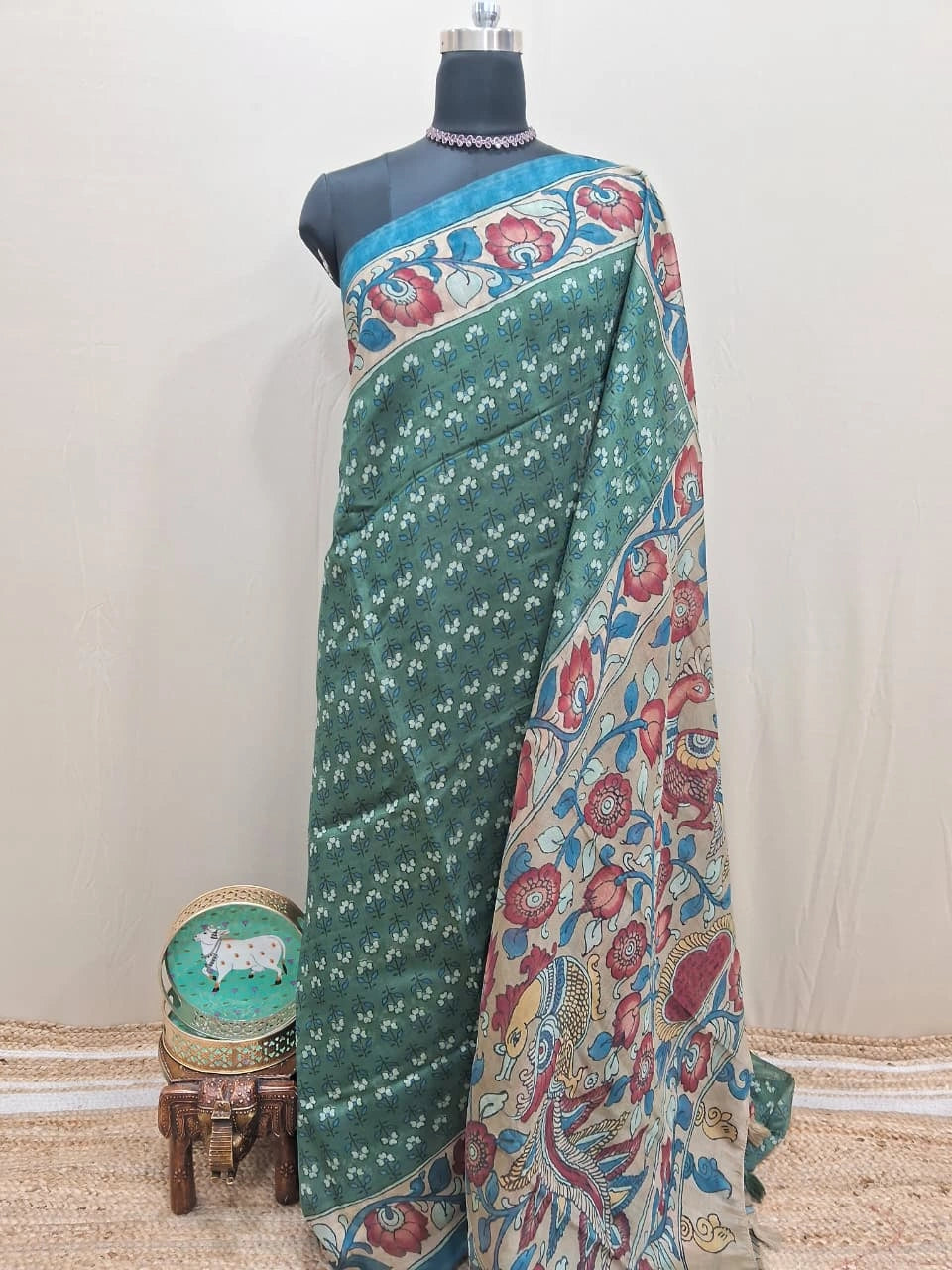 Light Green Semi Tussar Saree