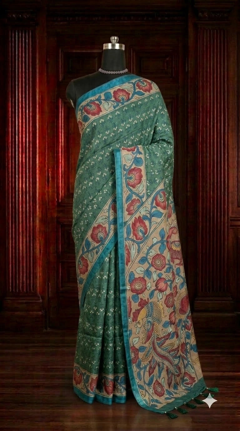Light Green Semi Tussar Saree