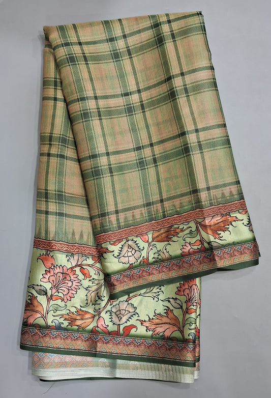 Green Semi Tussar Saree