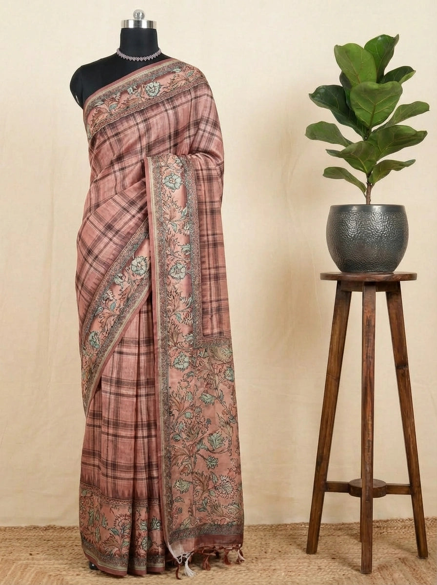 Elegant Brown Semi Tussar Grace