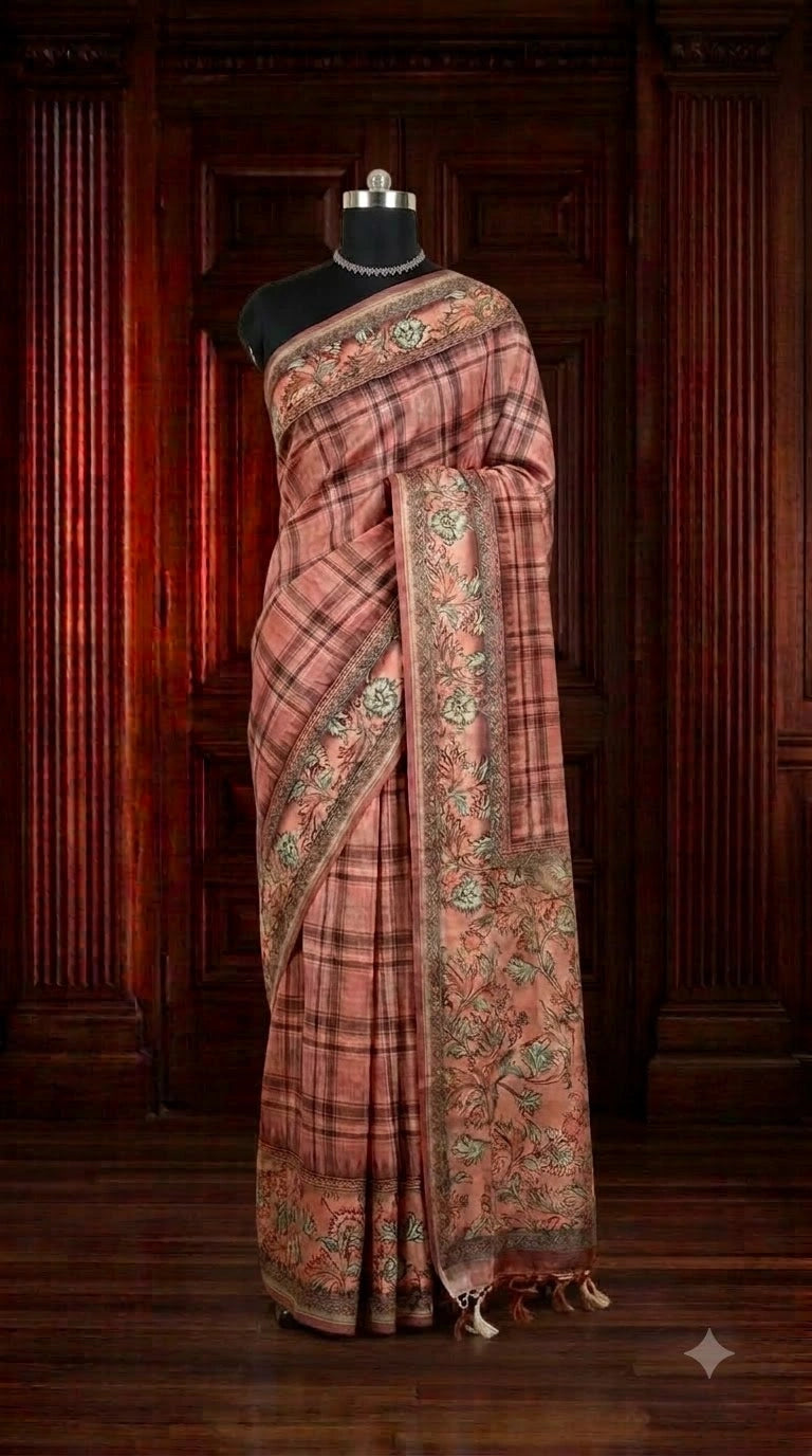 Elegant Brown Semi Tussar Grace
