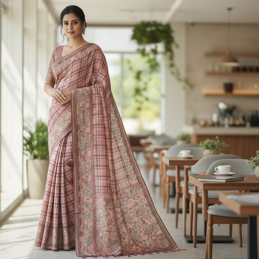Elegant Brown Tussar Grace saree