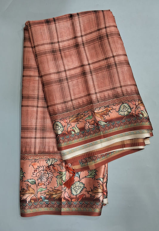Brown Semi Tussar Saree