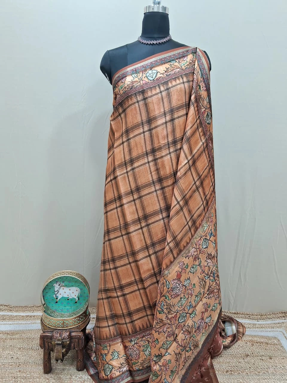 Light Brown Semi Tussar saree