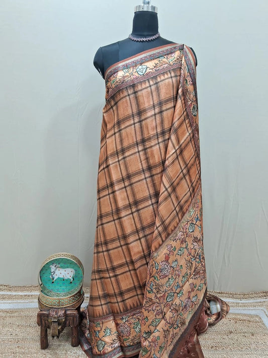 Light Brown Semi Tussar saree