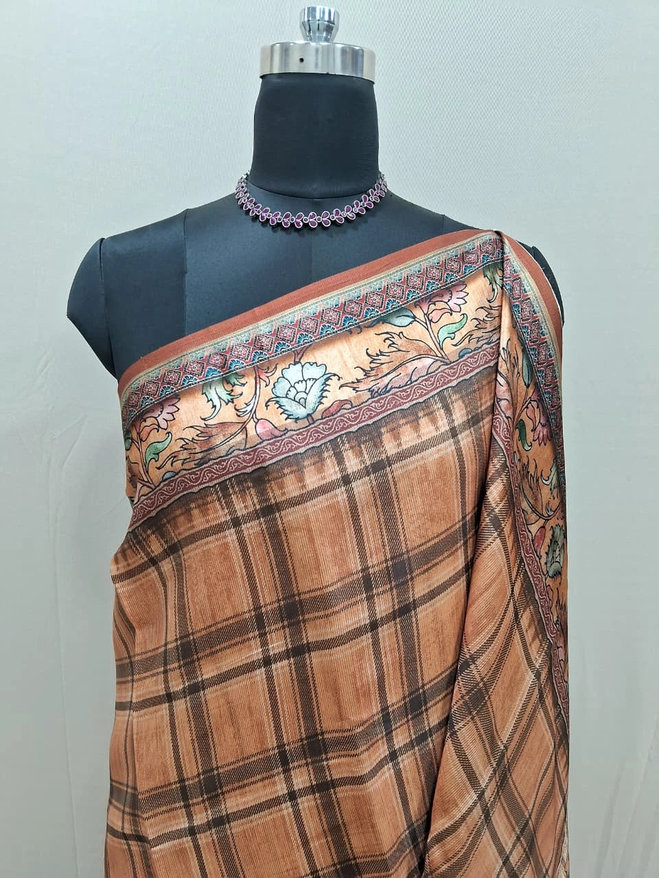 Light Brown Semi Tussar saree 1