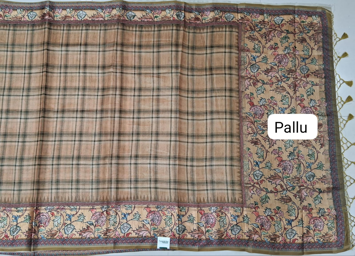 Light Brown Semi Tussar saree pallu