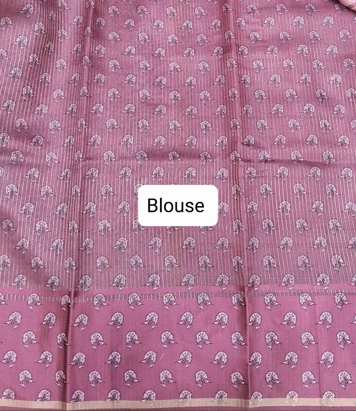 Onion Pink Semi Tussar Saree Blouse 