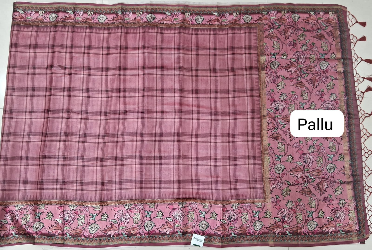 Onion Pink Semi Tussar Saree Pallu