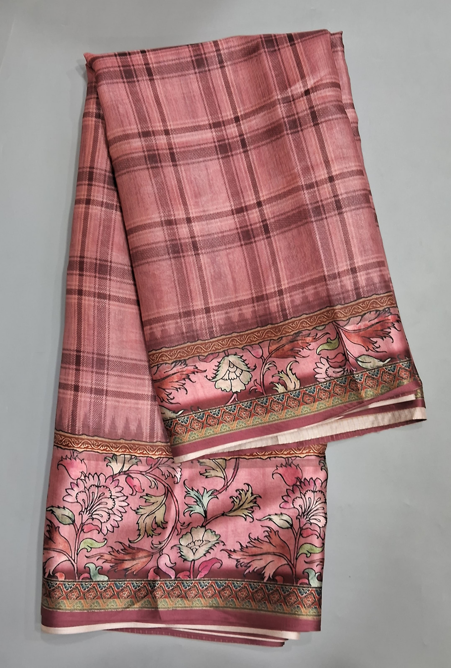Onion Pink Semi Tussar Saree