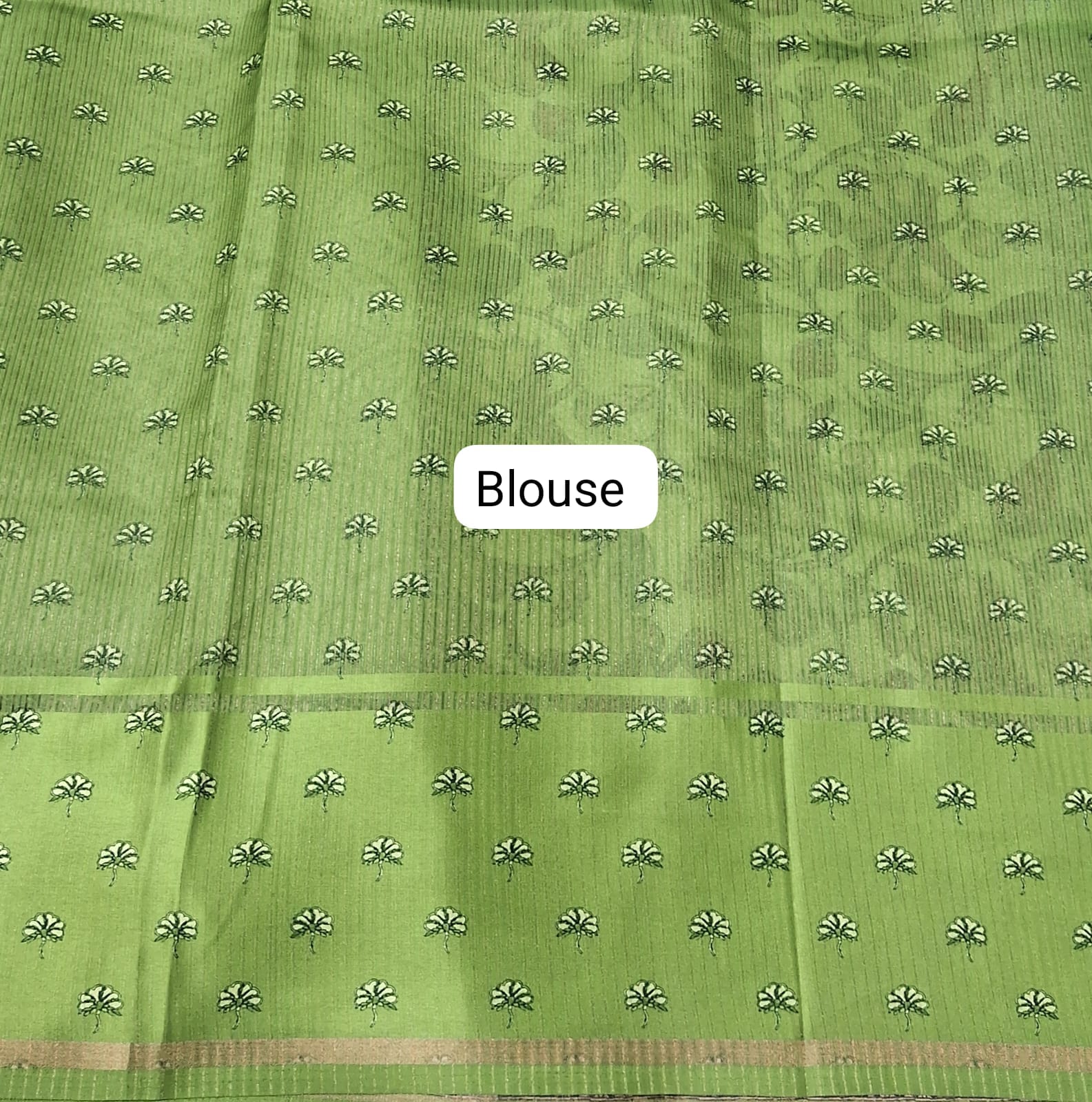 Leaf Green Semi Tussar Saree blouse