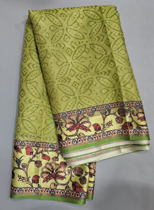 Leaf Green Semi Tussar Saree