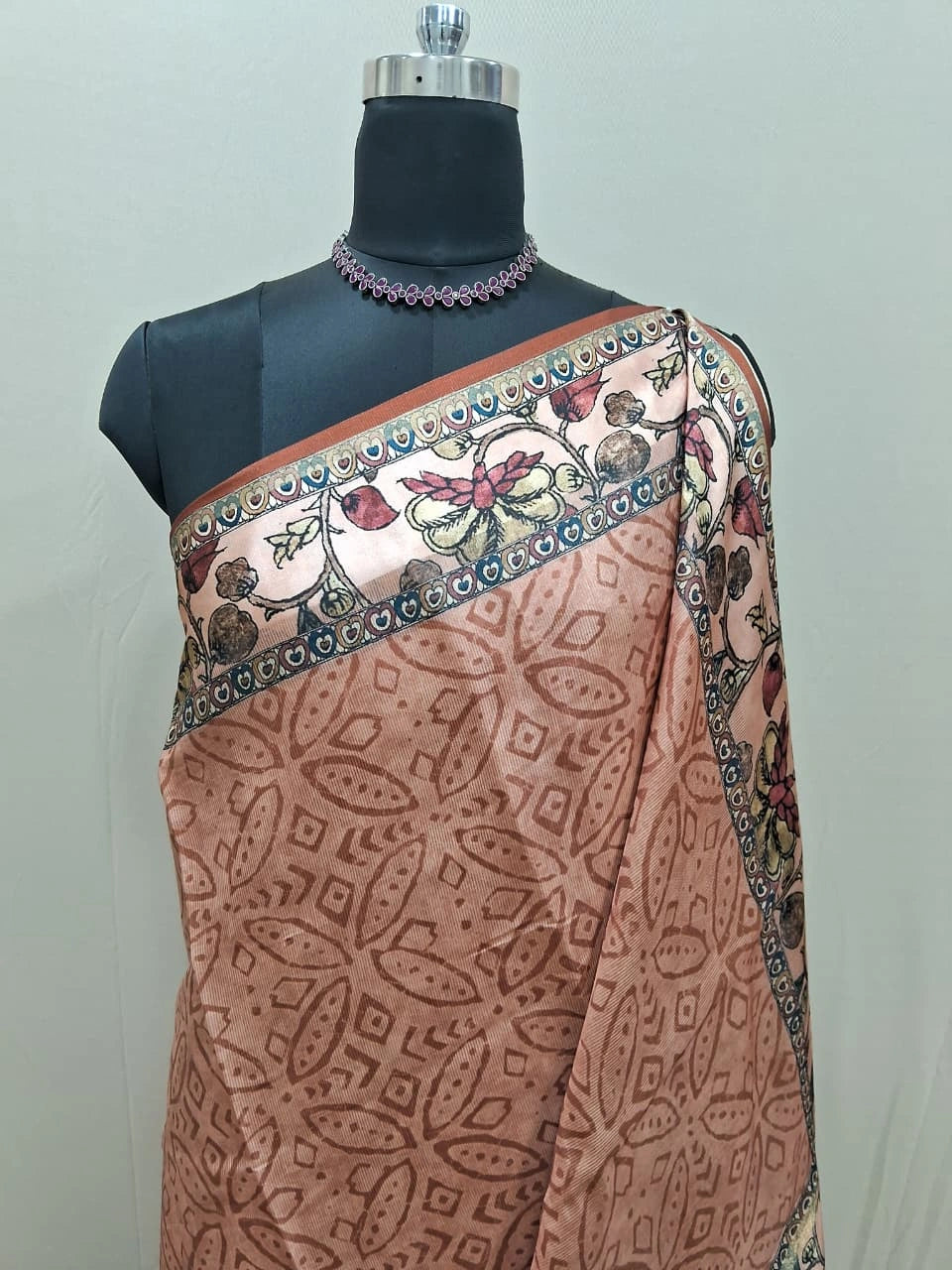 Classic Brown Handloom Semi Tussar Saree 1