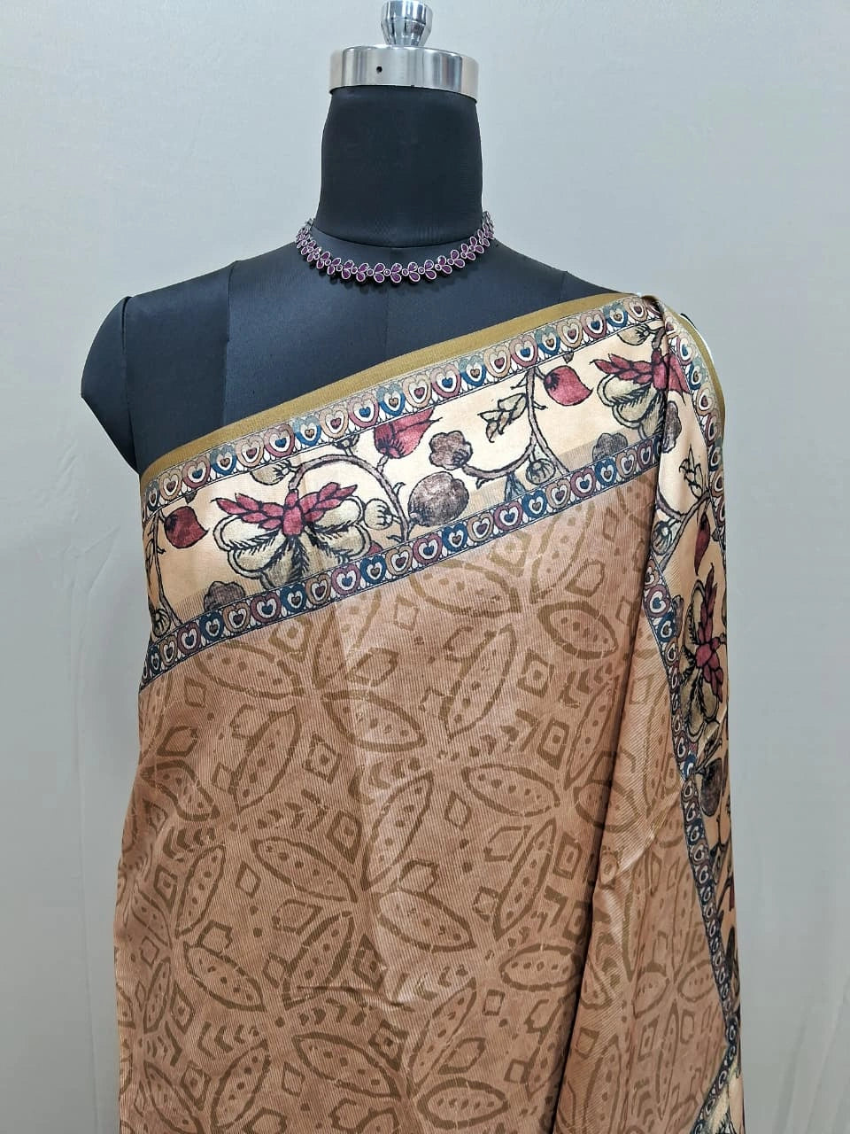 Classic Chocolate Brown Semi Tussar Saree 1