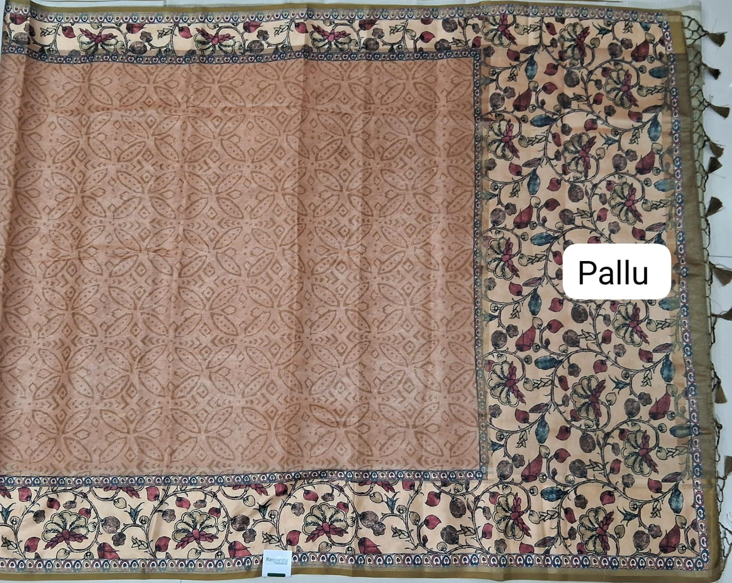 Chocolate Brown Semi Tussar Saree pallu