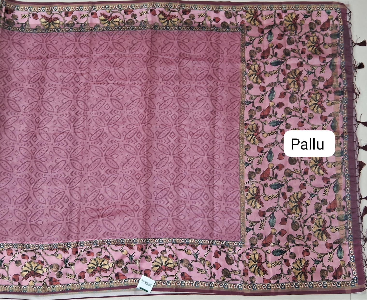 Dark Onion Pink Semi Tussar Saree pallu