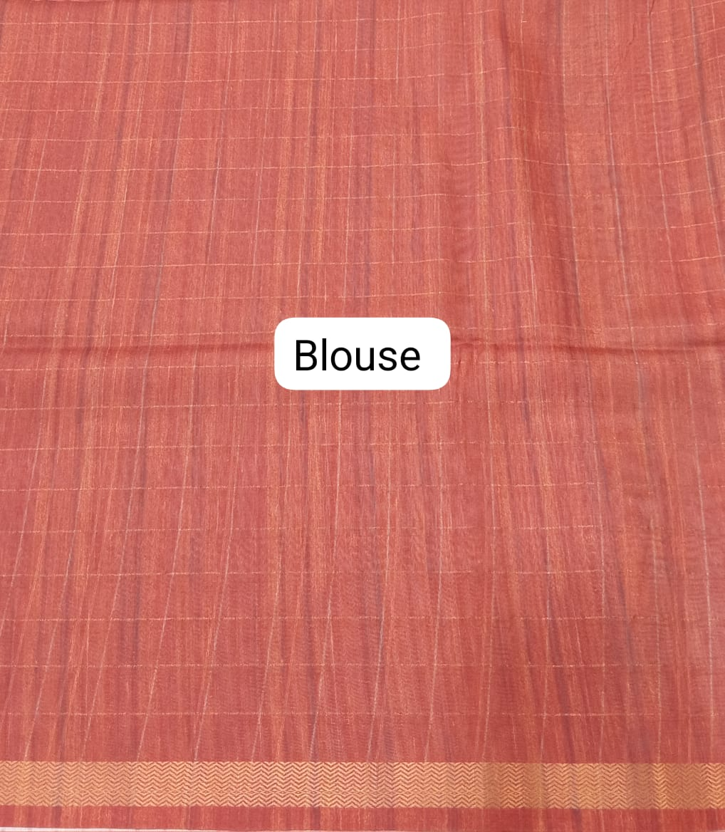 Sea Blue Semi Tussar Saree Blouse