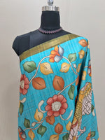 Sky Blue Pure Semi Tussar Silk Saree 