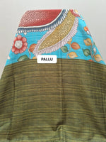 Sky Blue Pure Semi Tussar Silk Saree pallu