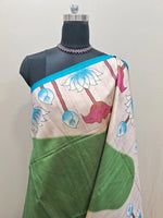  Emerald Green Semi Tussar Saree 1