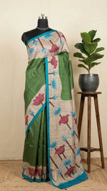 Emerald Green Semi Tussar Saree