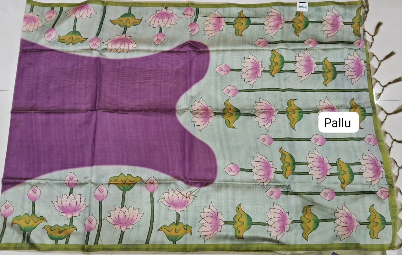 Raspberry Pink Semi Tussar Saree Pallu