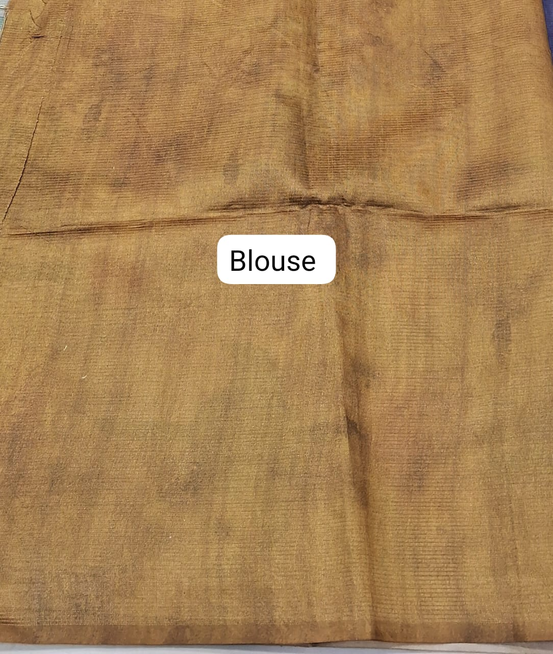 Blue semi Tussar Saree Blouse