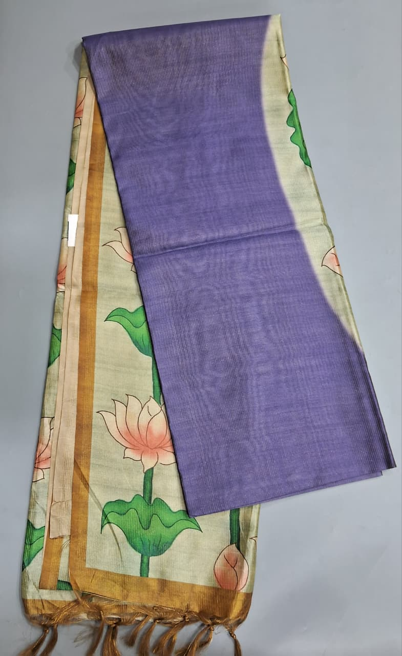 Blue semi Tussar Saree