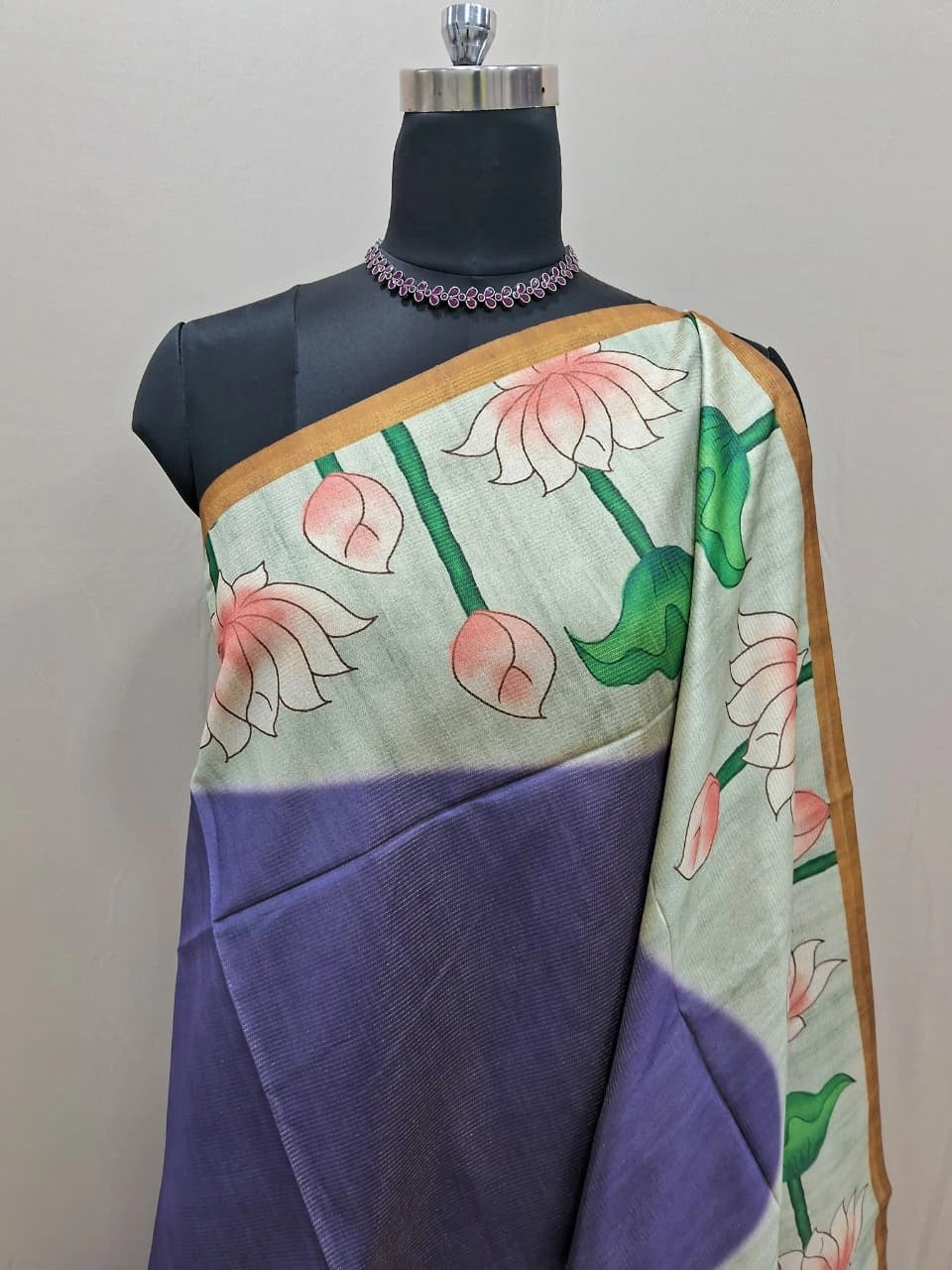 Elegant Blue Semi Tussar Saree 1