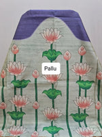Elegant Blue Semi Tussar Saree pallu