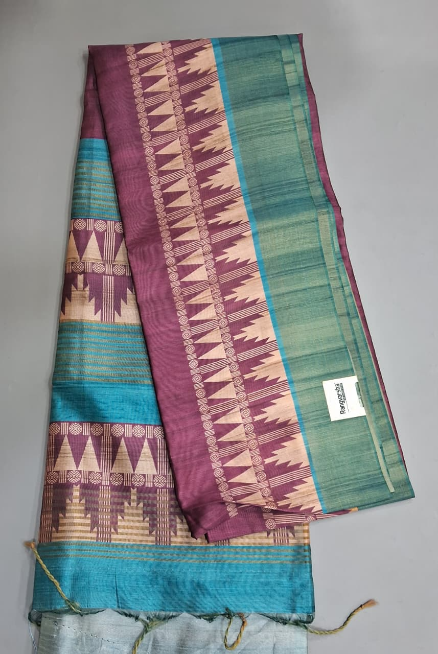 Dark Onion Pink Semi Tussar Saree 