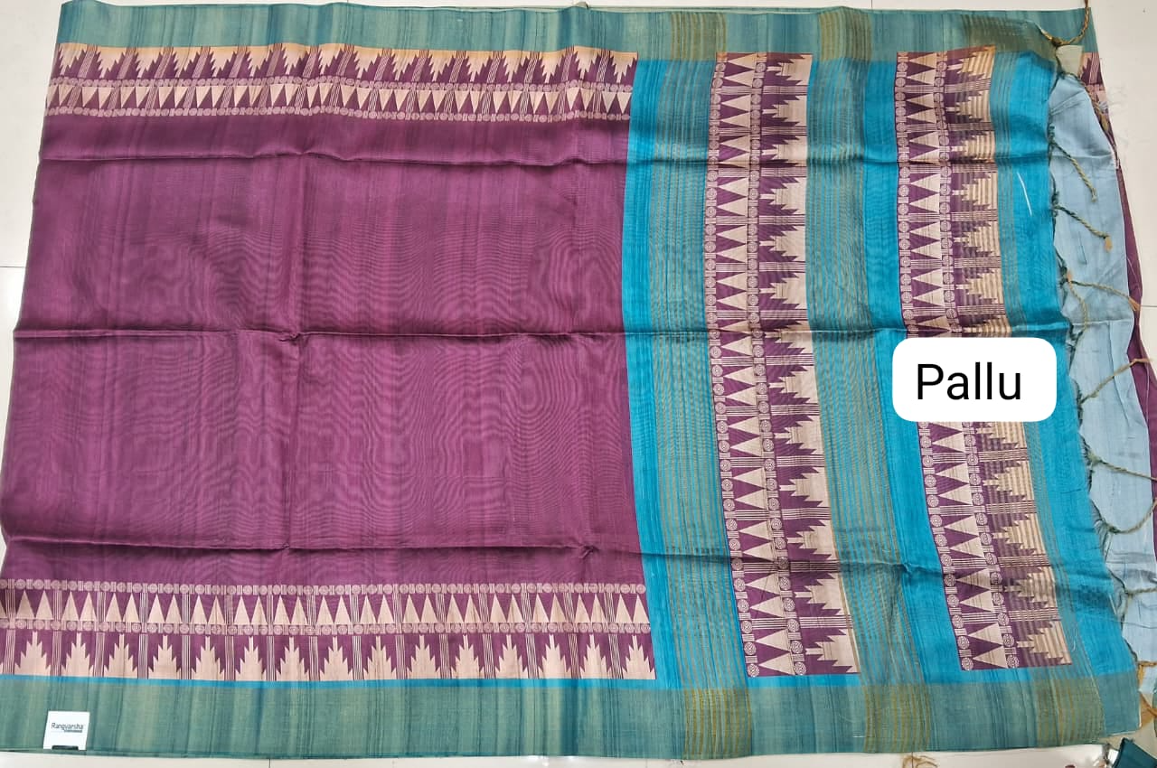 Dark Onion Pink Semi Tussar Saree Pallu