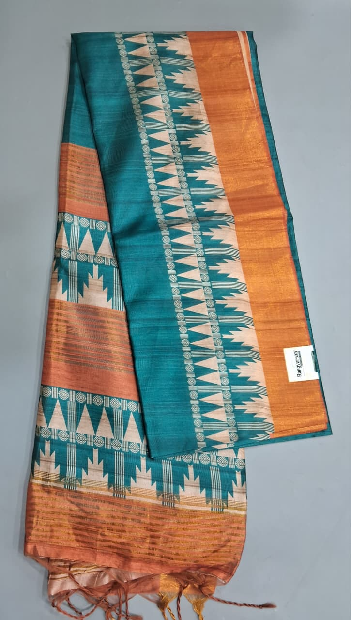 Marine Blue Semi Tussar Saree