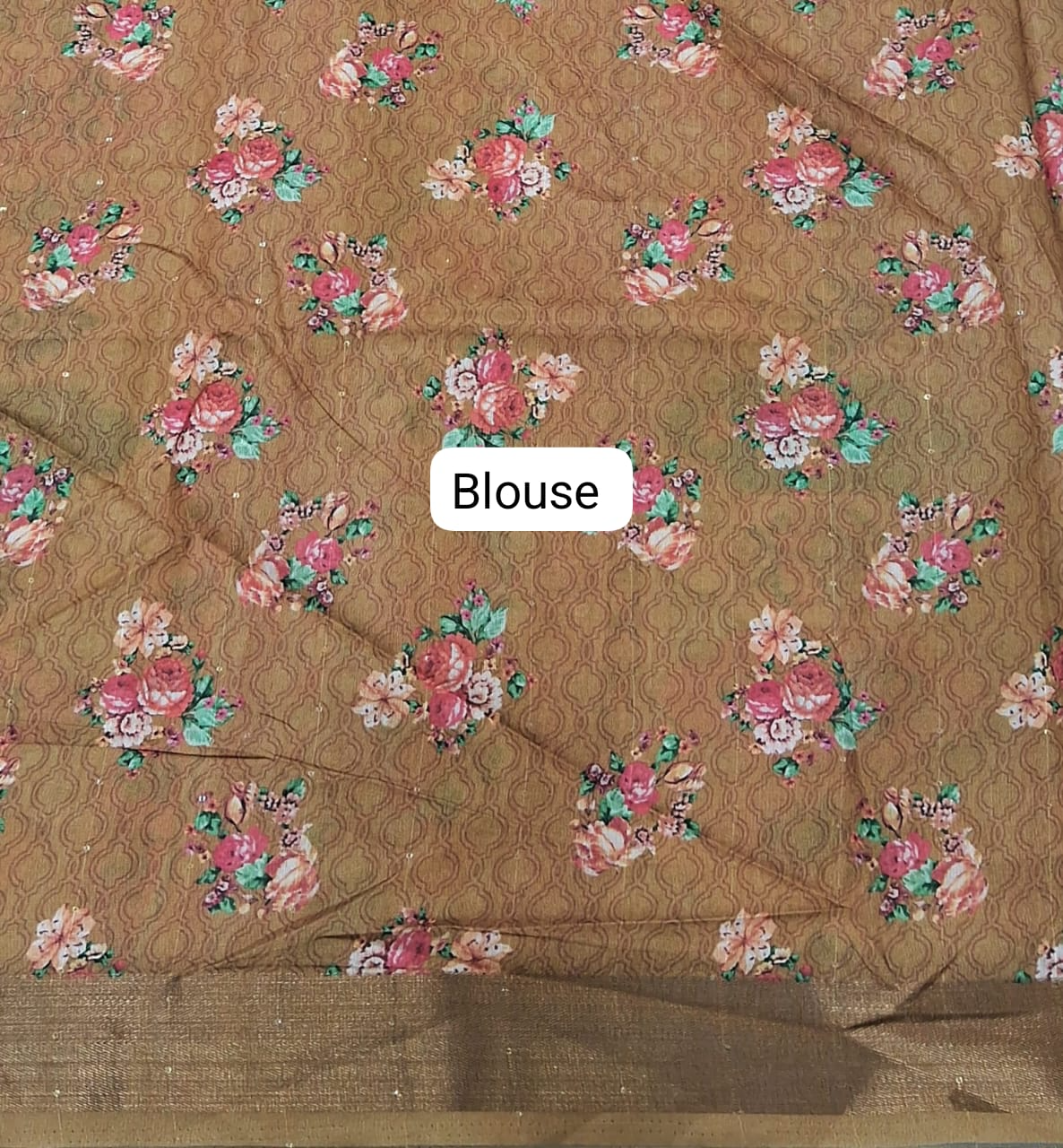 Beige Semi Tussar Saree Blouse