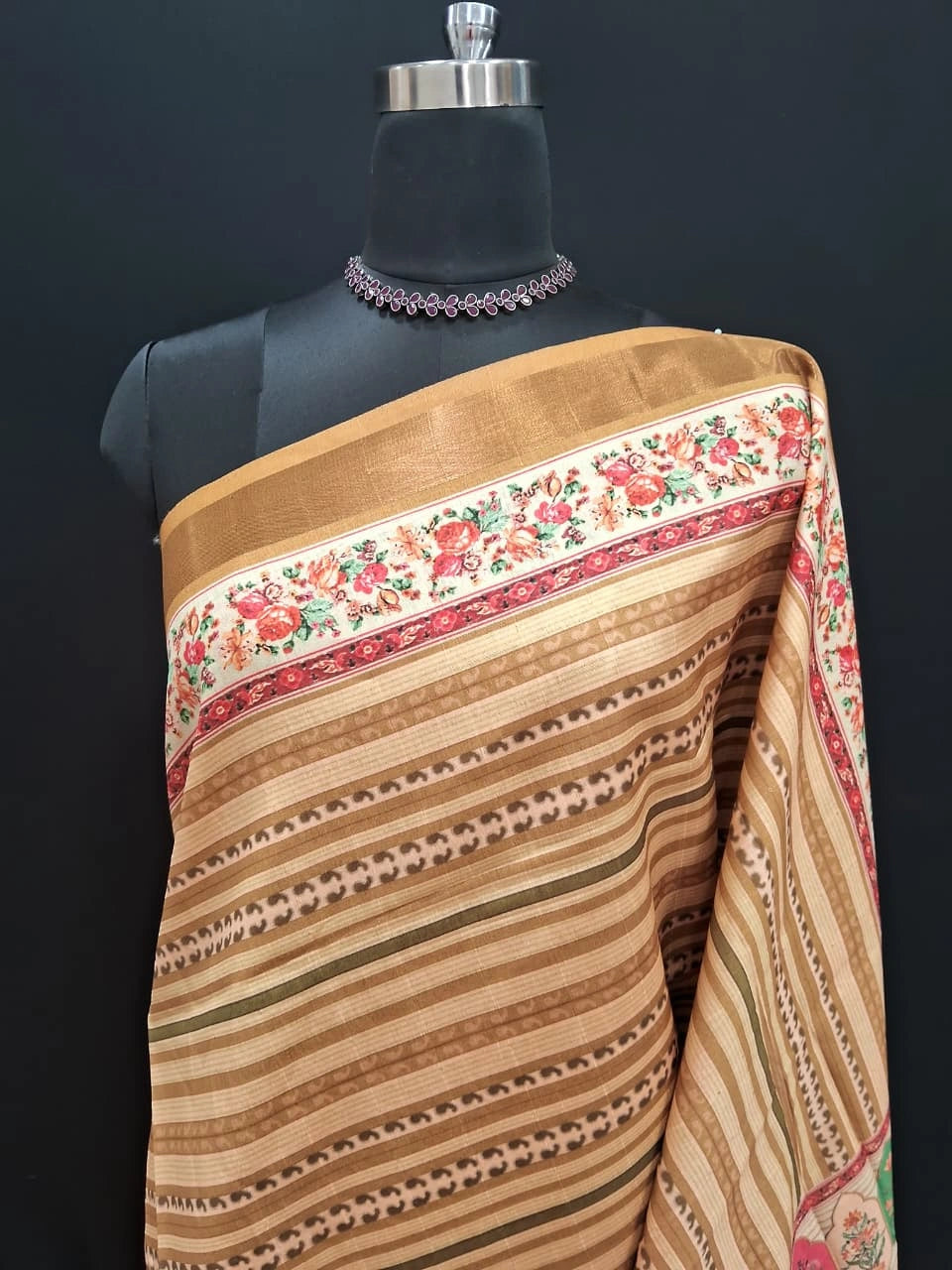 Elegant Beige Pure Semi Tussar Silk Saree 